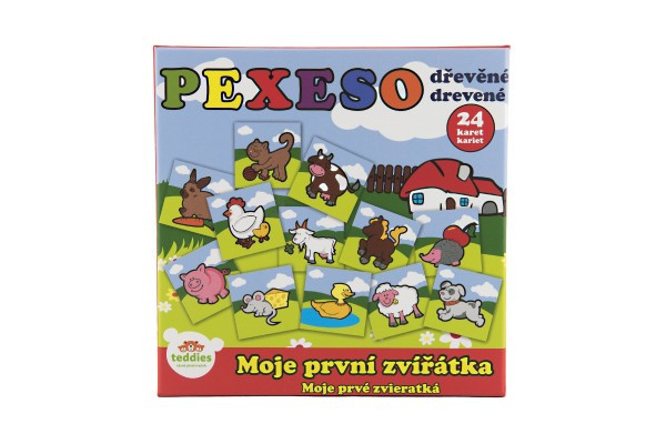 Pexeso Moje prvé zvieratká drevené 24 dielikov pre najmenších v krabičke 19,5x19,5x3,5cm 12m+ MPZ