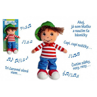 Bábika chalan Maťko handrová plyš 30cm slovensky hovoriaci na karte 0+