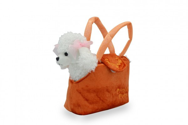 Pies/Pies w torebce/torbie pomarańczowy plusz 19x17cm w torbie