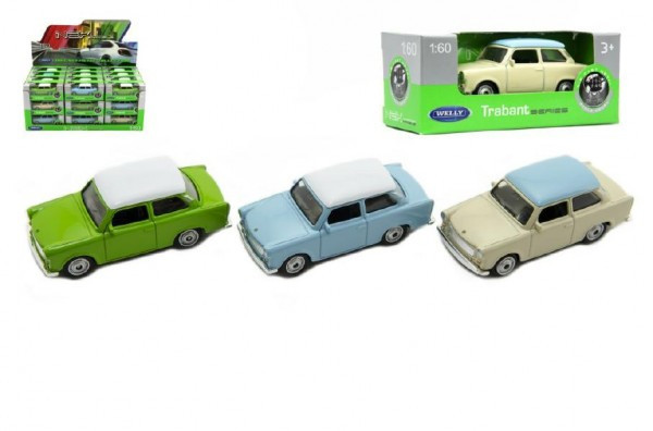 Samochód Welly Trabant 1:60 metal 7cm mix kolorów wolnobieżny w pudełku 36 szt. w pudełku