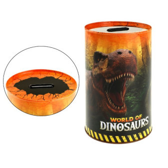 Pokladnička plech dinosaurus 10x15cm v sáčku