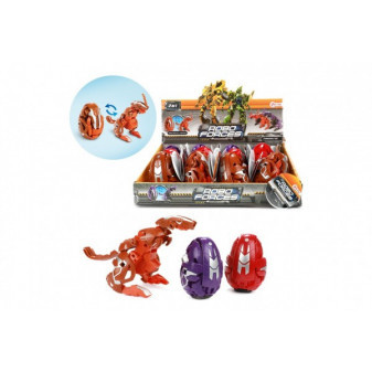 Transformator jajko/dinozaur plastik 8cm 3 kolory 12 sztuk w pudełku