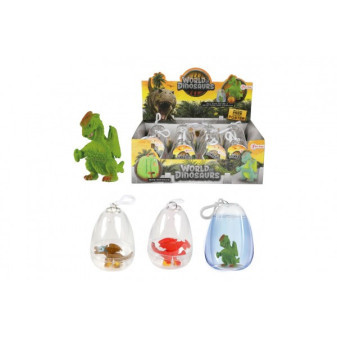 Dinosaurus/Drak rostoucí barevný s přívěskem v plastovém vejci mix druhů 12ks v boxu