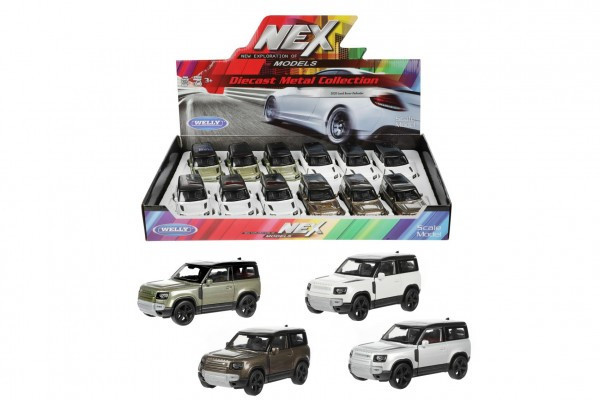 Samochód Welly Land Rover 2020 Defender Metal/Plastik 12 cm 4 kolory Odciągnij 12 sztuk w pudełku