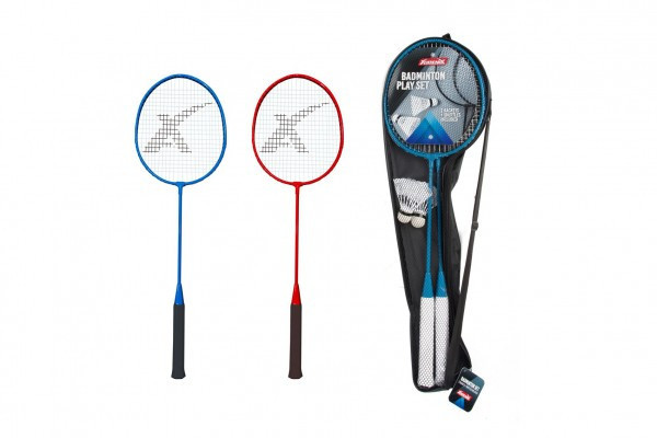 Sada bedminton pálky 2ks + loptička 2ks 65cm kov/plast 2 farby v puzdre