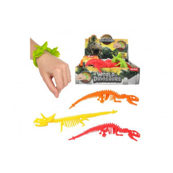Náramek dinosaurus natahovací mačkací silikon 22cm 4 barvy