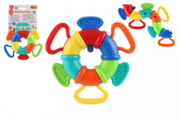 Chrastítko/Kousátko/Flexi kroužek plast/silikon 15cm na kartě 6m+