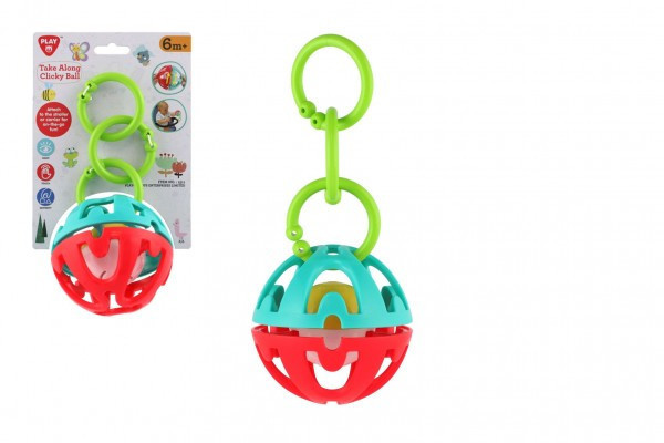 Chrastítko koule/přívěsek na kočárek plast 22cm na kartě  6m+