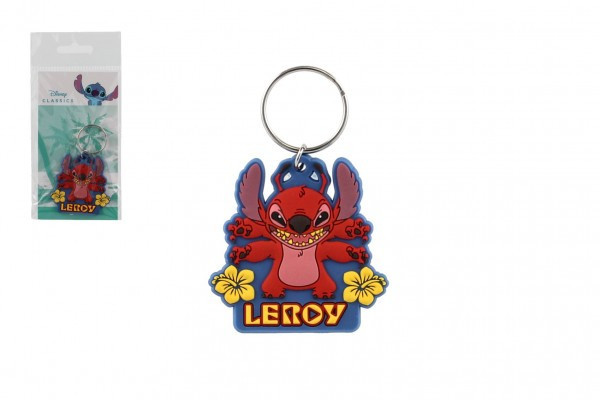 Přívěsek na klíče/Klíčenka Lilo & Stitch gumový červený 9cm v sáčku