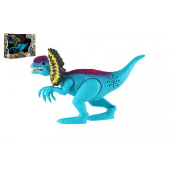 Dinosaurus Dilophosaurus plast 18cm na batérie so zvukom so svetlom v krabici 21x15x6,5cm