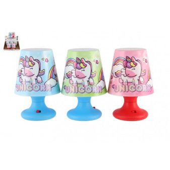 Mini lampička s jednorožcem na stůl plast 8x11cm na baterie 3 barvy
