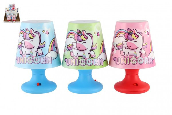 Mini lampička s jednorožcem na stůl plast 8x11cm na baterie 3 barvy