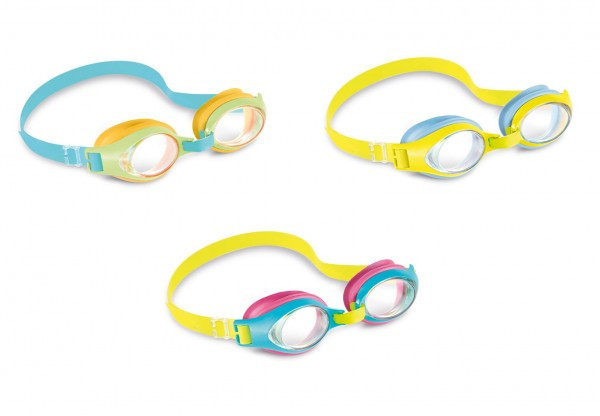 Kolorowe okulary pływackie dla dzieci 15cm 3 kolory na karcie 3-8 lat