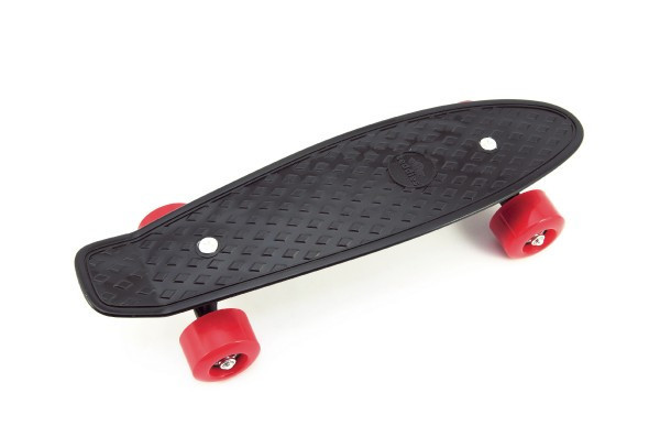 Skateboard - pennyboard 43cm, nosnost 60kg kovové osy, černá, červená kola