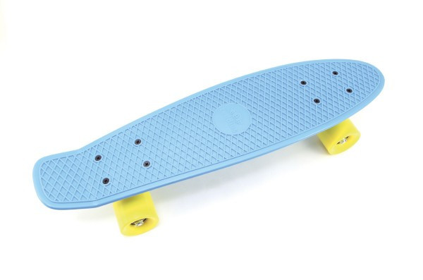Deskorolka - pennyboard 60 cm nośność 90 kg, metalowe osie, kolor niebieski, żółte kółka