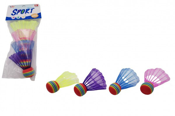 Kolorowe piłki/kosze do badmintona 4 szt plastikowe w woreczku 10,5x27x5cm