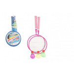 Zestaw do badmintona dla dzieci metal/plastik 2 rakiety + 1 kosz 2 kolory w siatce 23x45x6cm