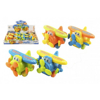 Letadlo plast 10cm na setrvačník 4 barvy 8ks v boxu