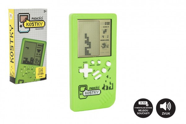 Digitálna hra Padajúce kocky hlavolam plast 14x7cm zelená na batérie so zvukom v krabičke 7,5x1