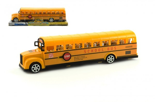 Autobus školský plast 30cm na zotrvačník v blistri