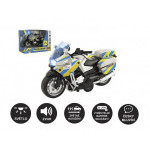 Policja motocyklowa 12 cm metal/plastik na odwrocie. na baterie ze światłem i dźwiękiem CZ w pudełku 15