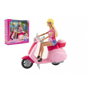 Panenka Anlily kloubová 30cm plast se skútrem na volný chod v krabici 33x31x9,5cm
