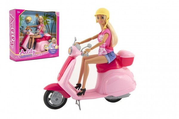 Bábika Anlily kĺbová 30cm plast so skútrom na voľný chod v krabici 33x31x9, 5cm