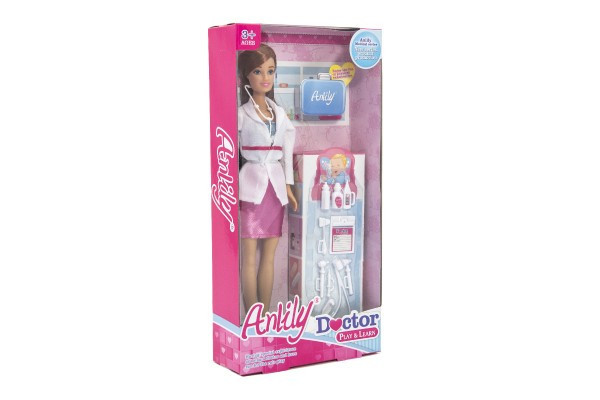 Anlily lalka lekarz przegubowy 30cm plastik z akcesoriami 2 kolory w pudełku 16x32x5,5cm
