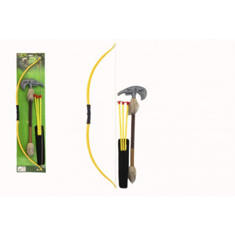 Luk indiánský 70cm + 3 šípy s přísavkami + tomahawk plast v sáčku