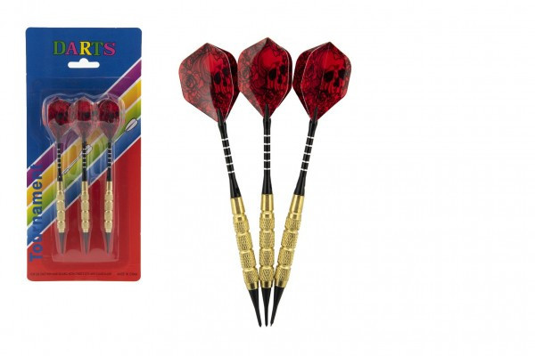 Hádzacie šípky 3ks kov/plast 15cm s lebkou plastový hrot na karte 11x25cm