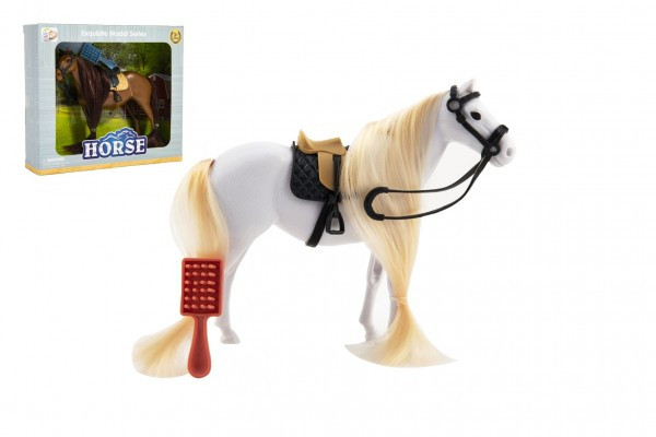 Kôň česací s hrebeňom plast 18cm 2 farby v krabičke 20x17x2cm