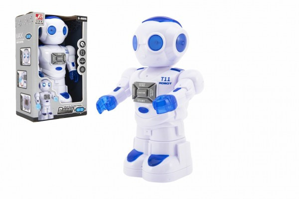 Robot jazdiaci plast 27cm Ang. hovoriaci na batérie so svetlom so zvukom v krabici 18x28x11, 5cm