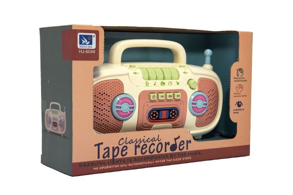 Plastikowe radio dziecięce na baterie z dźwiękiem i światłem w pudełku 27x18x10cm
