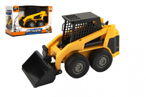 Stavebný stroj nakladač plast 23cm na zotrvačník v krabici 25x16x11cm