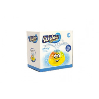 Hračka do vody stříkací plast 10cm žlutá na baterie se světlem v krabičce 10x10x8cm