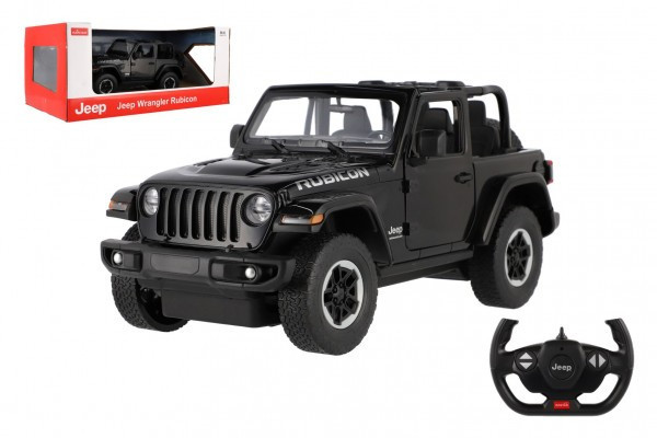 Auto RC Jeep Wrangler Rubicon čierny plast 29cm 2,4GHz na diaľk. ovl. na batérie v krabici 44x19x2