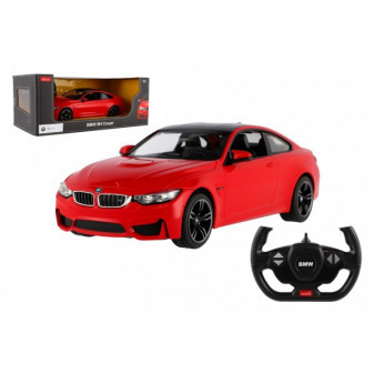 Auto RC BMW M4 Coupe červené plast 32cm 2,4GHz na dálk. ovládání na baterie v krabici 44x18x23cm
