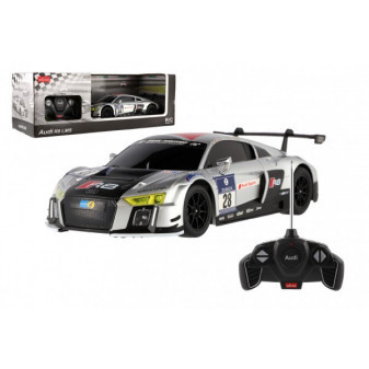 Auto RC Audi R8 plast 28cm stříbrné 27MHz na dálk. ovládání na baterie v krabici 43x15x17cm