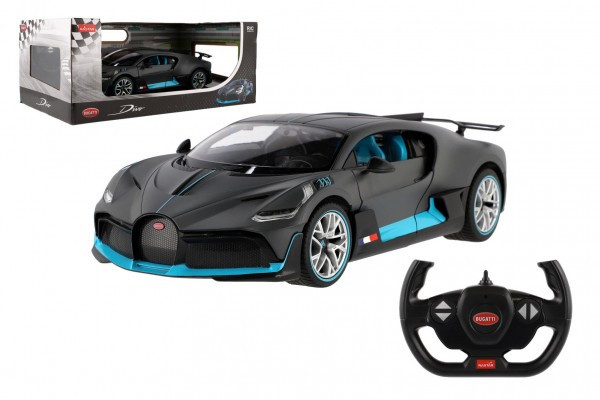 Auto RC Buggatti Divo RASTAR šedé plast 32cm 2,4 GHz na diaľk. ovládanie na batérie v krabici 43x18