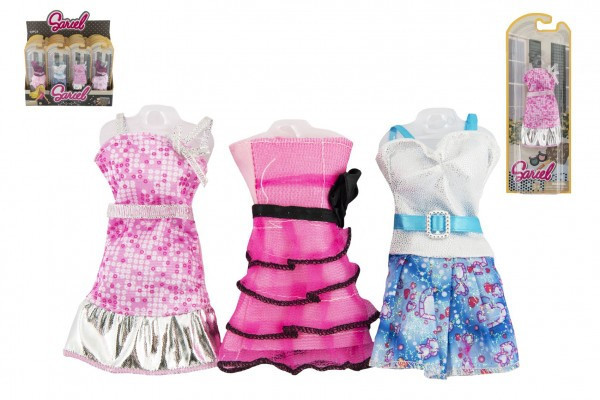 Oblečky/Šaty pre bábiky 10-13cm 6 druhov na karte 10x27x3cm 24ks v boxe