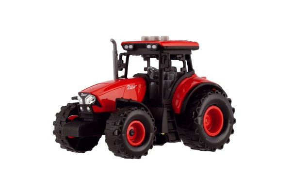Traktor Zetor plast 9x14cm na zotrvačník na bat. so svetlom so zvukom v krabici 18x12x10, 5cm