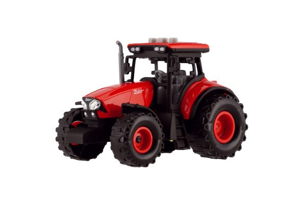 Traktor Zetor plast 9x14cm na setrvačník na bat. se světlem se zvukem v krabici 18x12x10,5cm