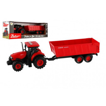 Traktor Zetor s valníkom plast 36cm na zotrvačník na bat. so svetlom so zvukom v krabici 39x13x1