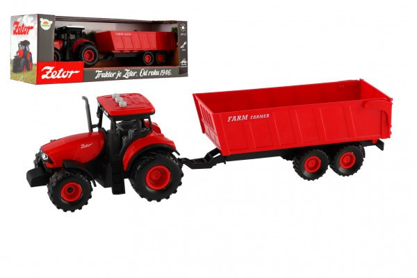 Traktor Zetor s valníkem plast 36cm na setrvačník na bat. se světlem se zvukem v krabici 39x13x1