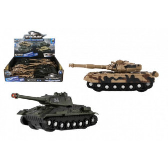 Tank plast 23x8cm na setrvačník na baterie se světlem se zvukem 2 barvy 8ks v boxu