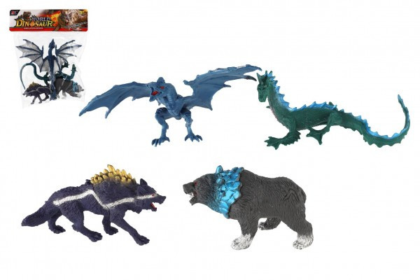 Zvieratá Fantasy plast drak vlkolak 4ks v sáčku 28x30x8cm