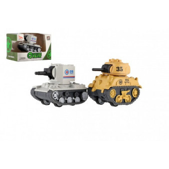 Tank plast 7cm na zpětné natažení 2 barvy v krabičce 11x7x6,5cm