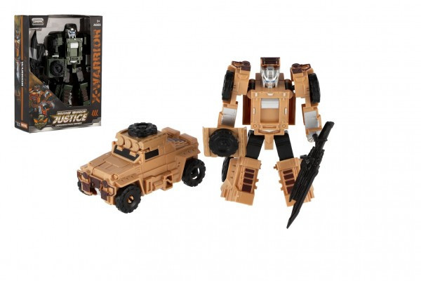 Transformer auto/robot vojenský plast 14cm 2 farby v krabičke 13x18x5cm