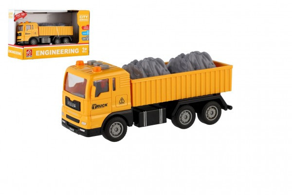 Auto nákladný plast 15cm na zotrvačník na batérie so svetlom so zvukom v krabici 21x13x9cm