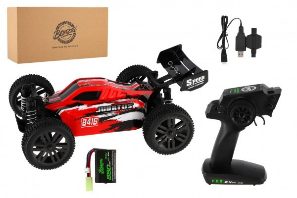 Auto RC Buggy Bonzai Jubatus terénní 30cm plast červené 2,4GHz na bat.+2xdob. pack v krab. 40x14